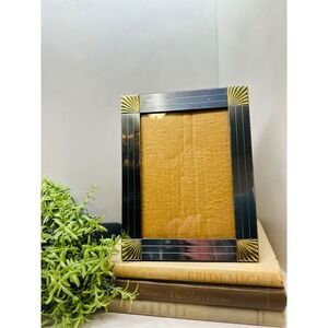 Vintage Art Deco Mixed Metal Picture Frame Silver Gold Fan Sunburst Corner 5x7
